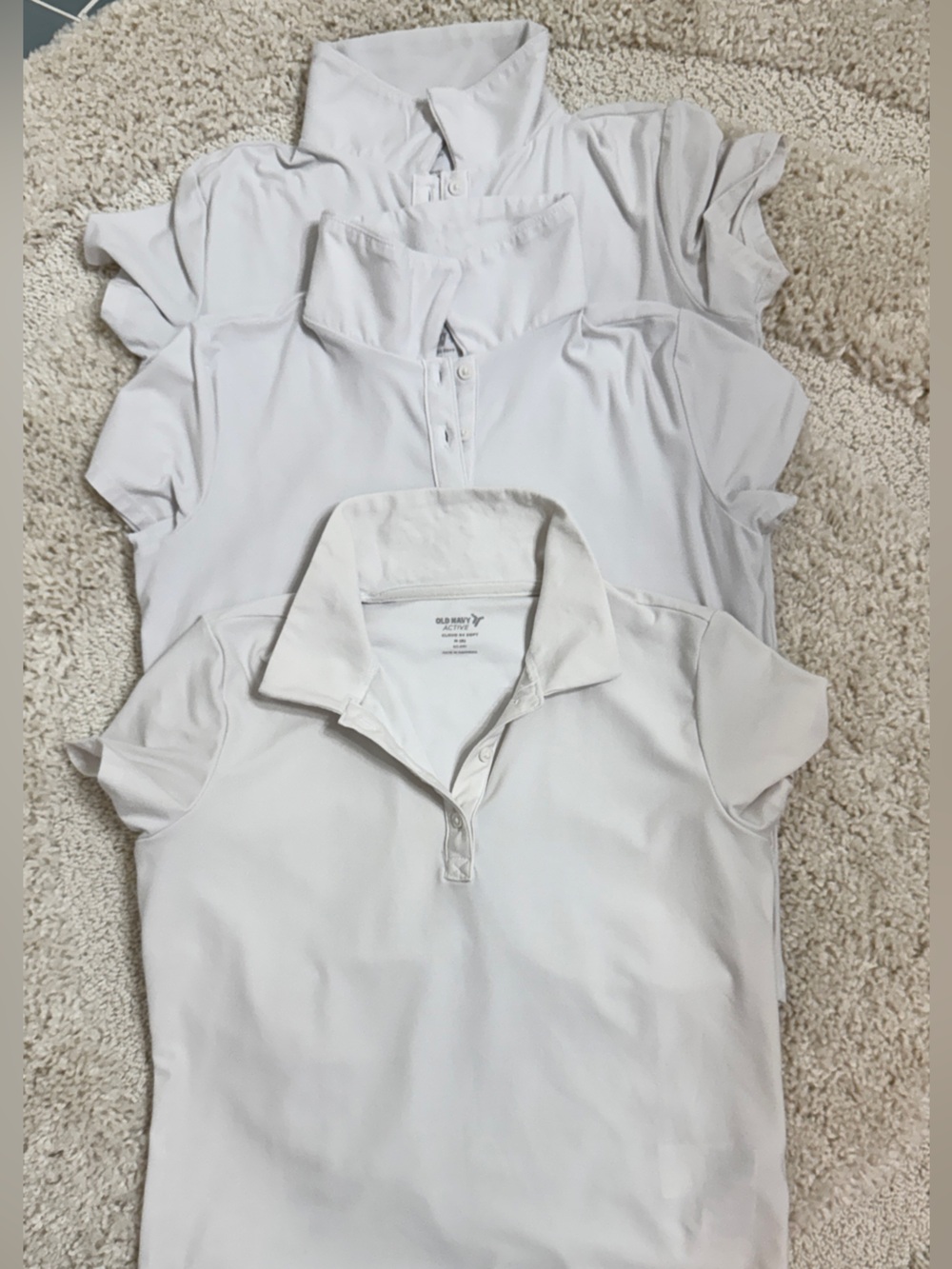 Set of 3 Old Navy Active Cloud 94 Soft School Uniform Polo Shirts White M